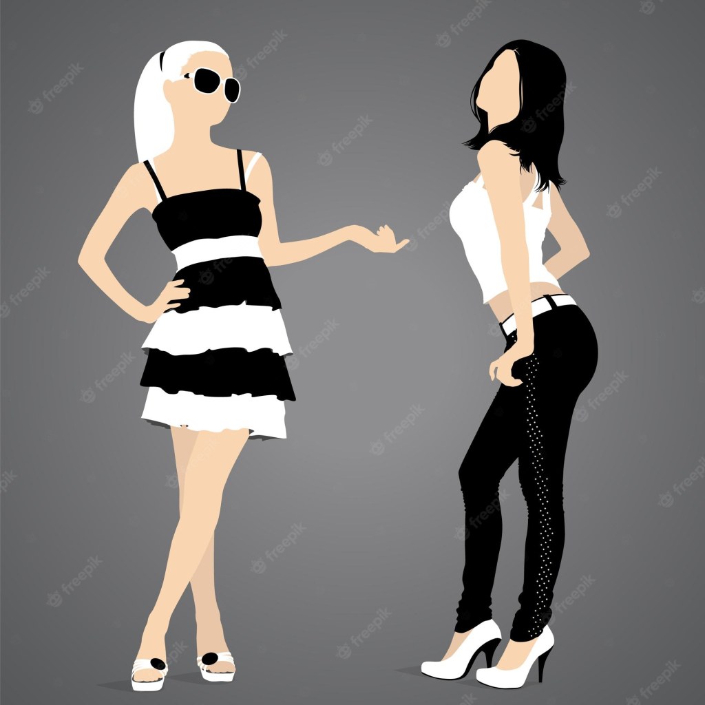 wo fashion - Premium Vector  Wo fashion girls in black and white dress